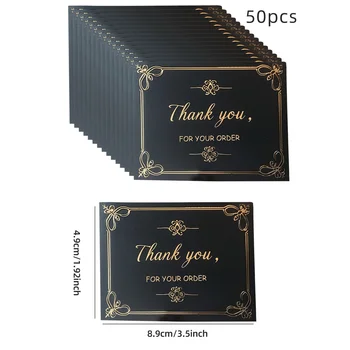 50pcs Black Hot Stamping Business Thank You Card 3.5in*1.92in