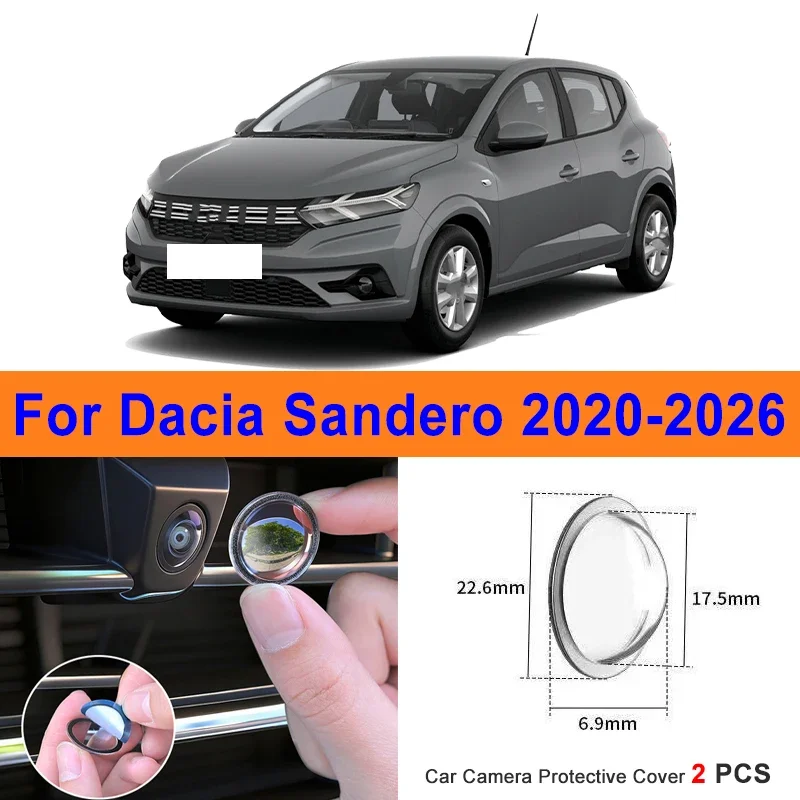 

360 Reverse Image Car Camera Cover Anti-Scratch PC Lens Protector Stickers For Dacia Sandero 2020-2026 2Pcs