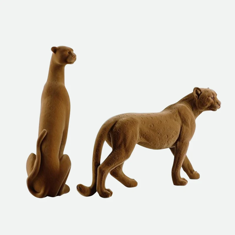Simple leopard doll decorative animal ornament model house cheetah brown leopard