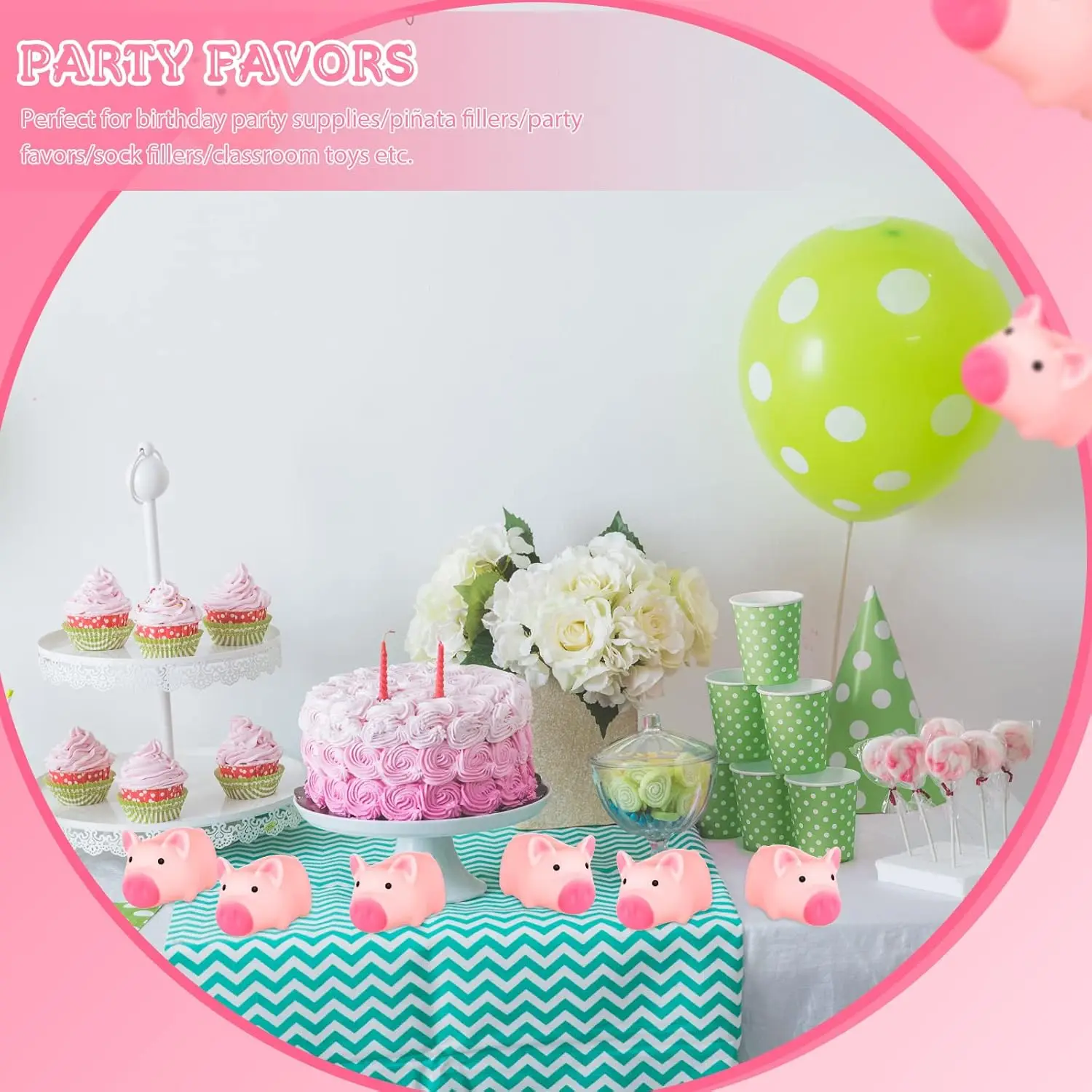 50-300Pcs Mini Rubber Pigs Bulk Baby Bath Toy Pink Tiny Piggies Squeaky Pig Toys for Shower Birthday Party Gift Decoration