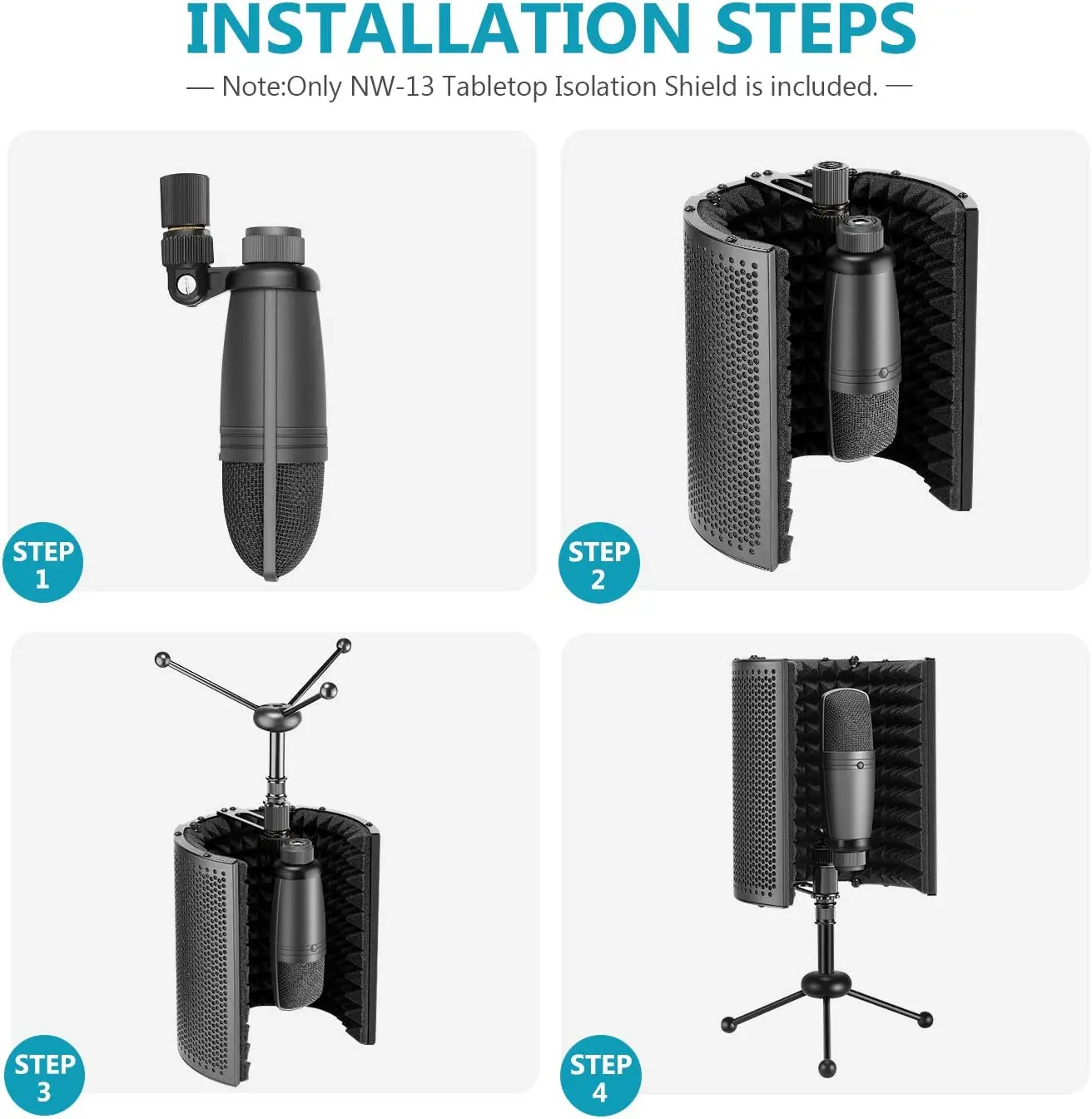 Imagem -03 - Neewer Nw13 Microfone Isolamento Shield Compact Acoustic Sound Shield com Tripé Stand para Radiodifusão Gravação Podcasts