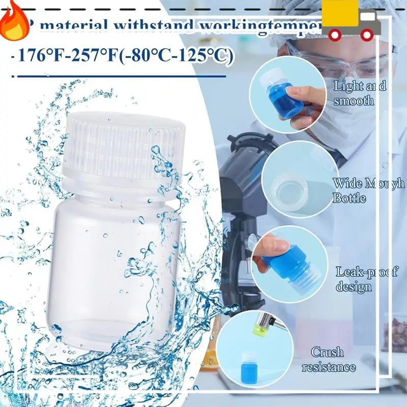 

Discount-48Pcs 1 Oz Pill Bottle Sample Bottle Polypropylene Wide Mouth Reagent Bottle Plastic PP Sample Container With Cap