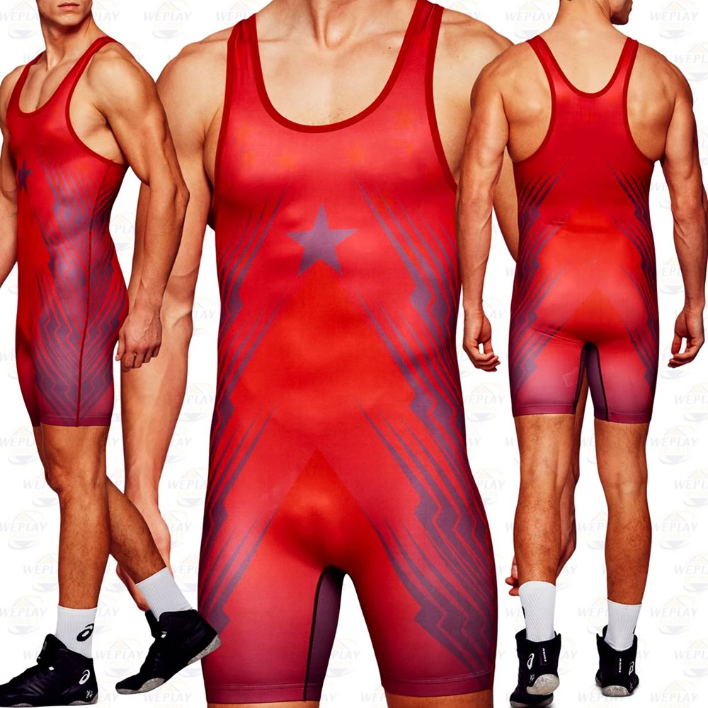 Wrestling Singlets Suit Boxing Triathlon One Piece Bodysuit Iron Men Swimwear Gym Sport Fitness Skinsuit Sleeveless Running Wear