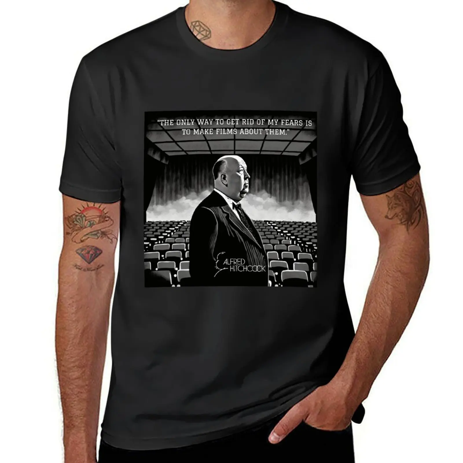 Alfred Hitchcock Digital Poster T-Shirt heavyweights Blouse fitted t shirts for men