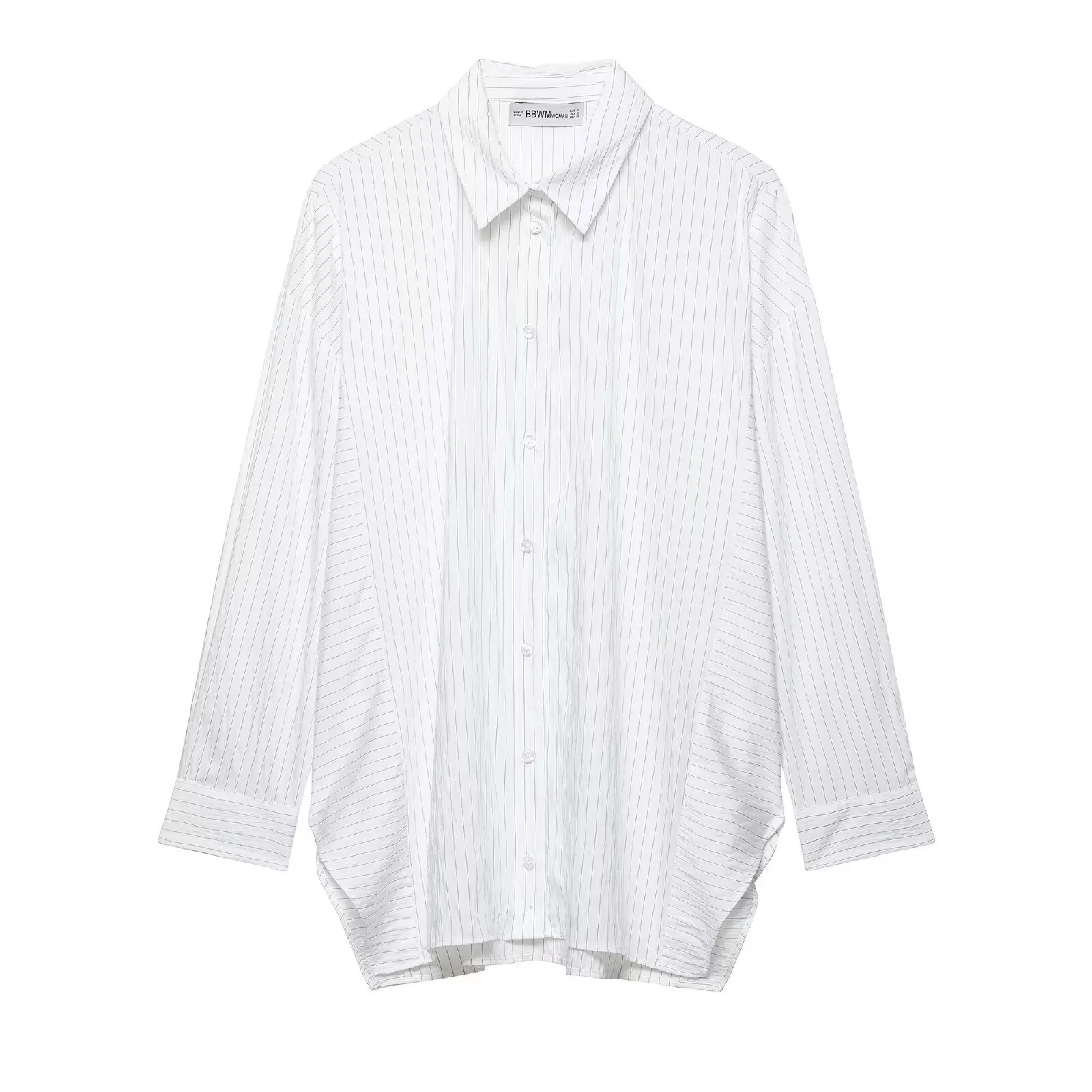 

Женская модная свободная рубашка в полоску, белая полосатая рубашка оверсайз с длинными рукавами на пуговицах, свободный крой, повседневная, для женщин PJEB