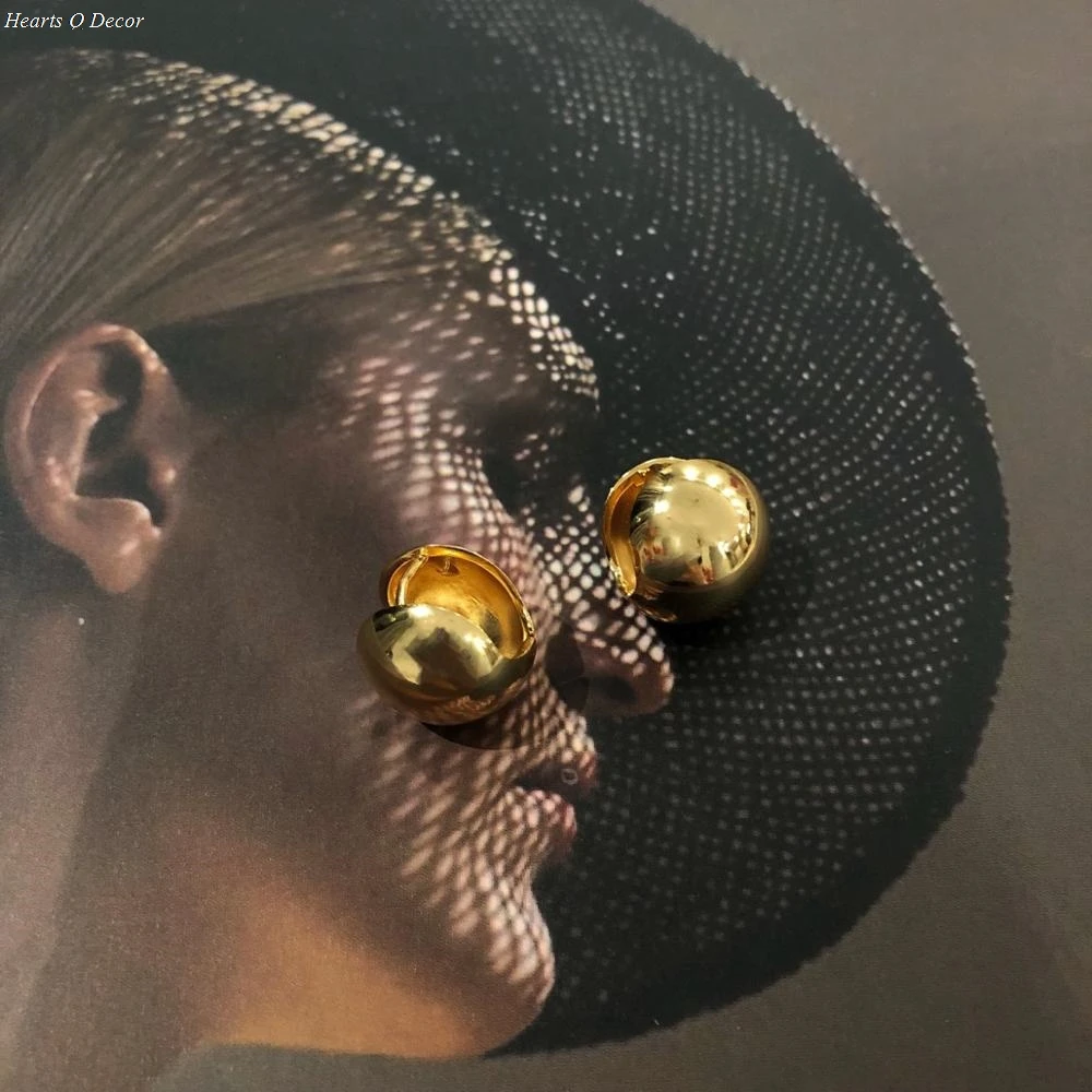 Brass Enamel Ball Wrap Stud Earrings Punk Party Gown Boho T Show Party Brincos Runway rare Boucle d\'oreille Korean Japan Style