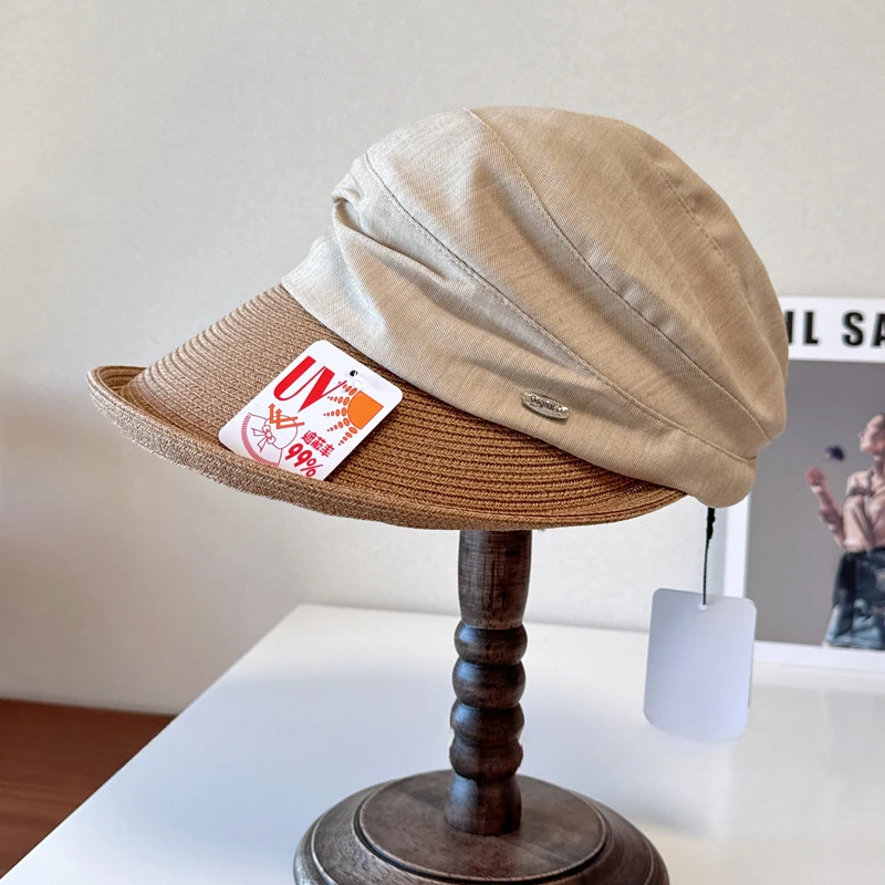 Fashion new high quality cotton and linen turn over eaves cap outdoor shade all match leisure age folding newsboy hat