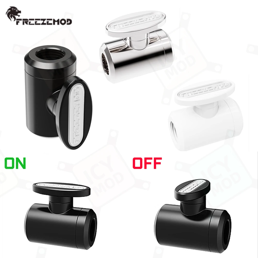 FREEZEMOD Brass Faucet G1/4 Thread Double Internal Thread Water Flow Control Valve Silver/White/Black PC Cooling MOD FM-YGNS