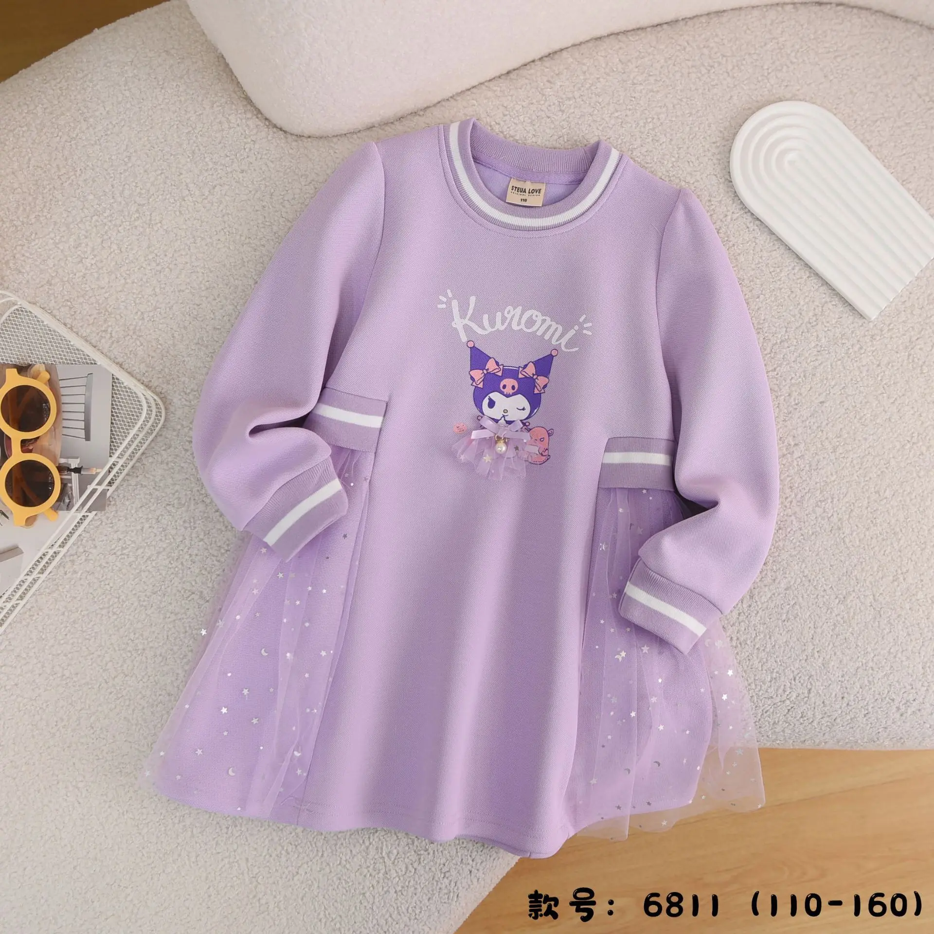 2024 Sanrio Meisjes Jurk Kuromi Mijn Melodie Cinnamoroll Rok Lange Mouw Cartoon Leuke Anime Kinderen Kleding Tij Cadeau Voor Kinderen