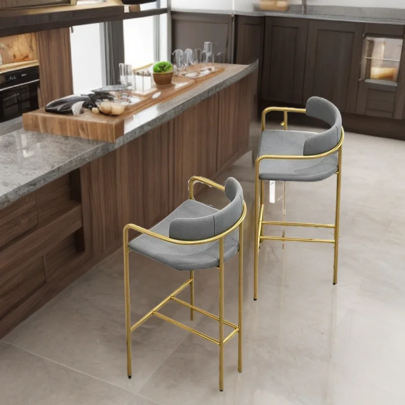 Taburete alto con altura giratoria para Bar y cocina, silla de diseño moderno, con respaldo ajustable, de lujo, de hierro