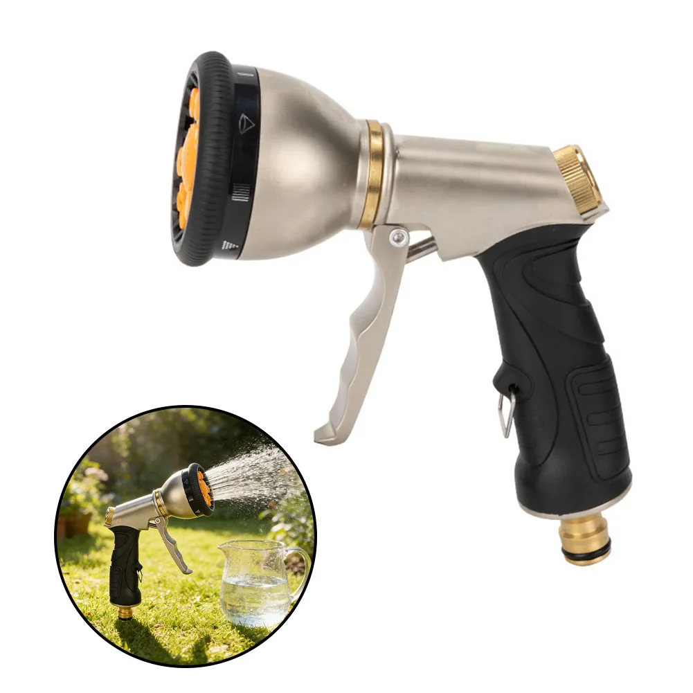 Car Wash Spray Head Handheld Showerhead Garden Watering Zinc Alloy Construction Shock-resistant Design Non-slip Grip Black Gold