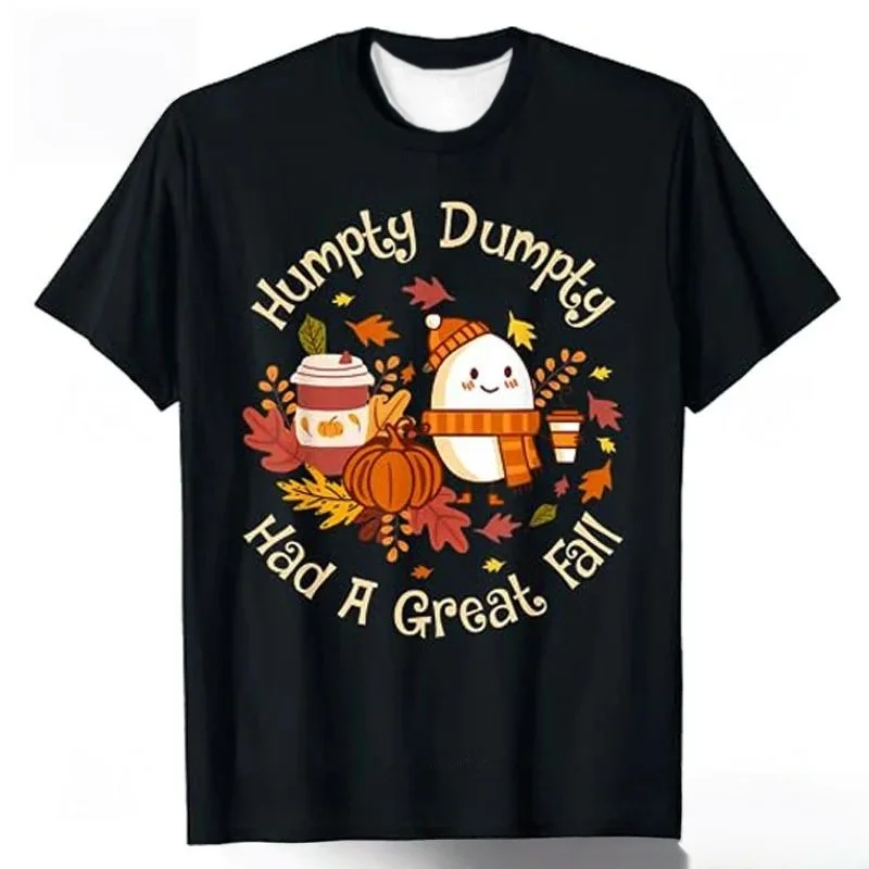 Autumn Gift T-shirt Pumpkin Maple Leaf Thanksgiving Pattern Quick Drying T-shirt, 3D Printed
