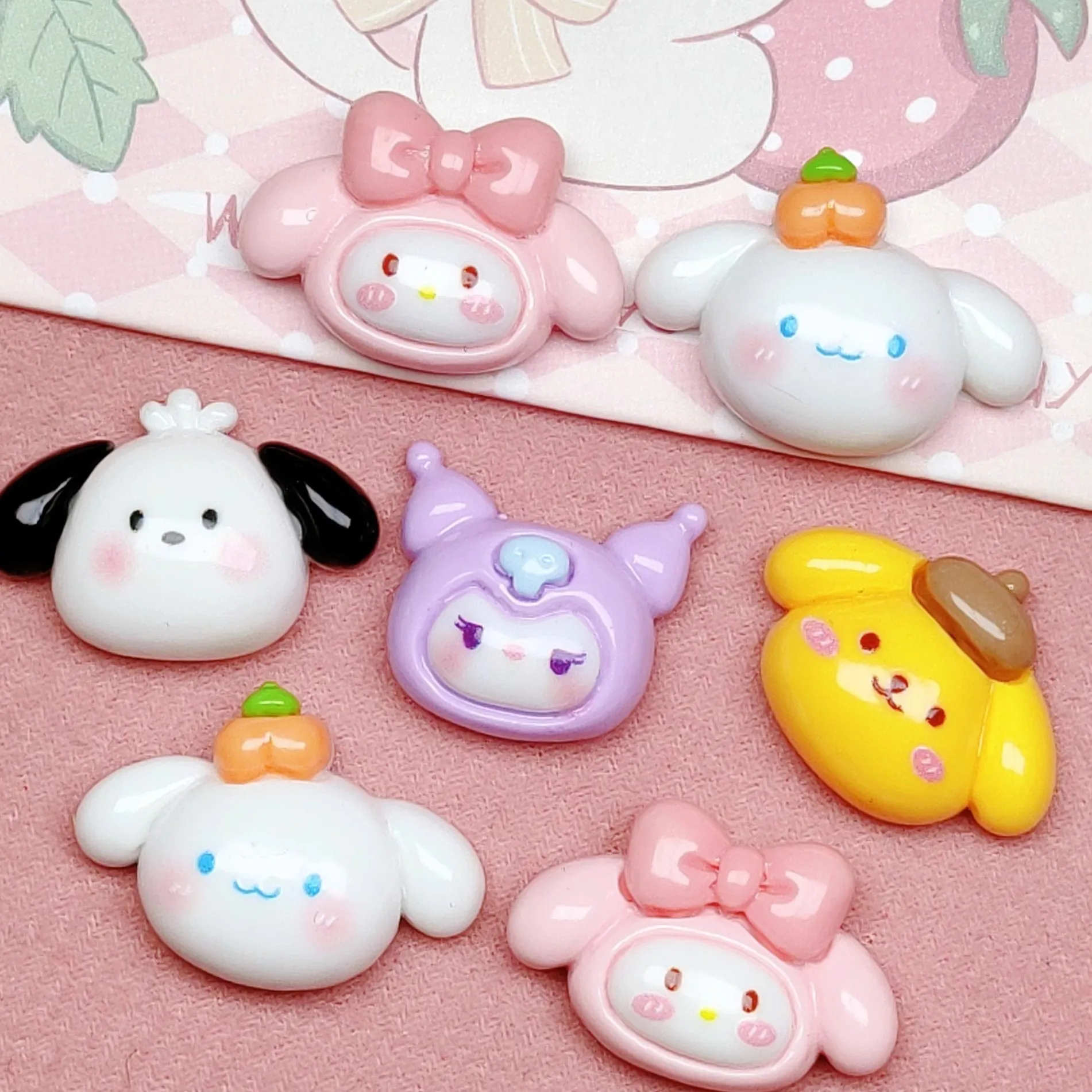 20PCS Pegatinas de resina brillantes con dibujos animados, materiales DIY para fundas de móvil, accesorios para el cabello, pegamento cremoso, accesorios de pegamento líquido