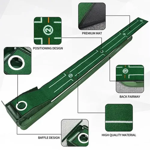 Imagen 2 del producto Mini tapete de Putter verde de Golf, prácticante de Golf portátil para interiores y exteriores PM015