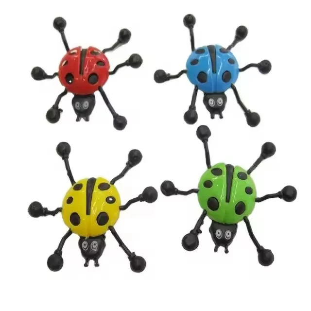 Mini Sticky Seven Star Ladybugs Somersaults Insect Animal Prank Toys Wall Climbers Door Flips Twisted Eggs Children Small Toys