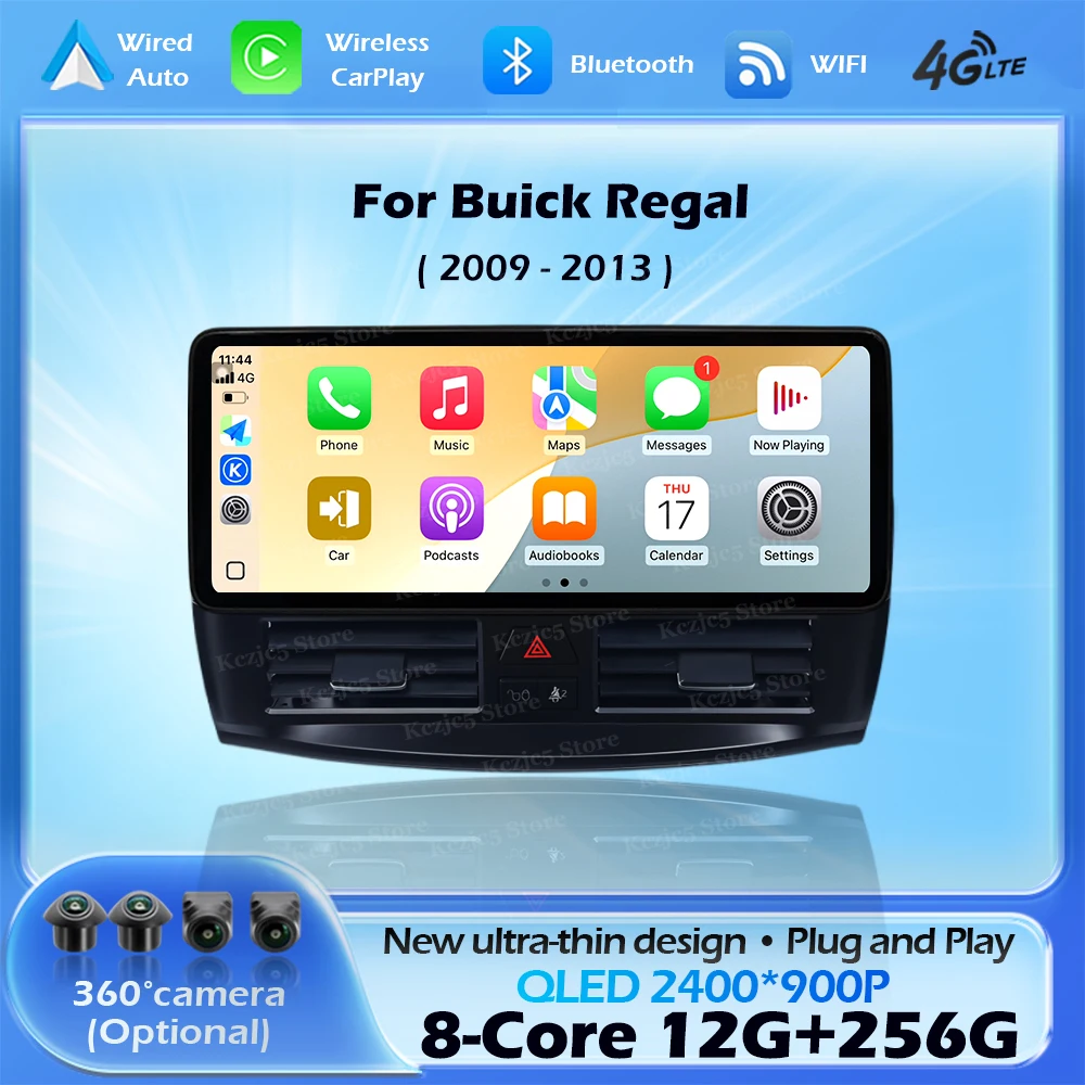 Wireless CarPlay For Buick Regal 2009 - 2013 Android 16 Navigation GPS 4G WIFI Car Multimedia Player AUTO 12.3 INCH Head Unit