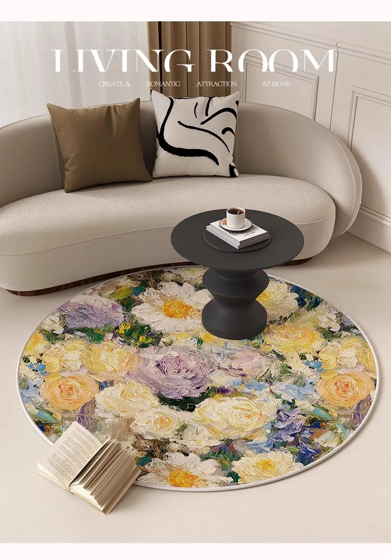 

VIKAMA Oil Painting Texture Printed Carpet Home Decor, American Retro Style, Living Room And Bedroom Non-Slip And Non-Fluffy Rug