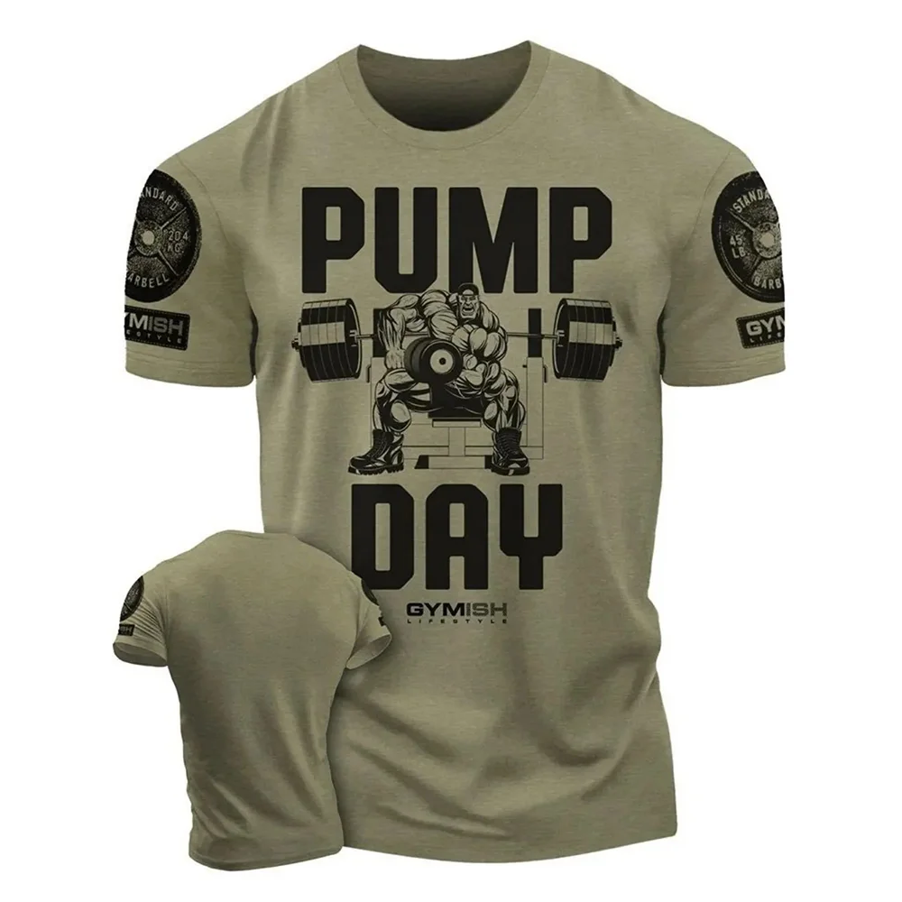 

Мужская футболка для фитнеса и тренировок с графическим принтом Iron Discipline Pump Day, быстросохнущая, дышащая, с коротким рукавом