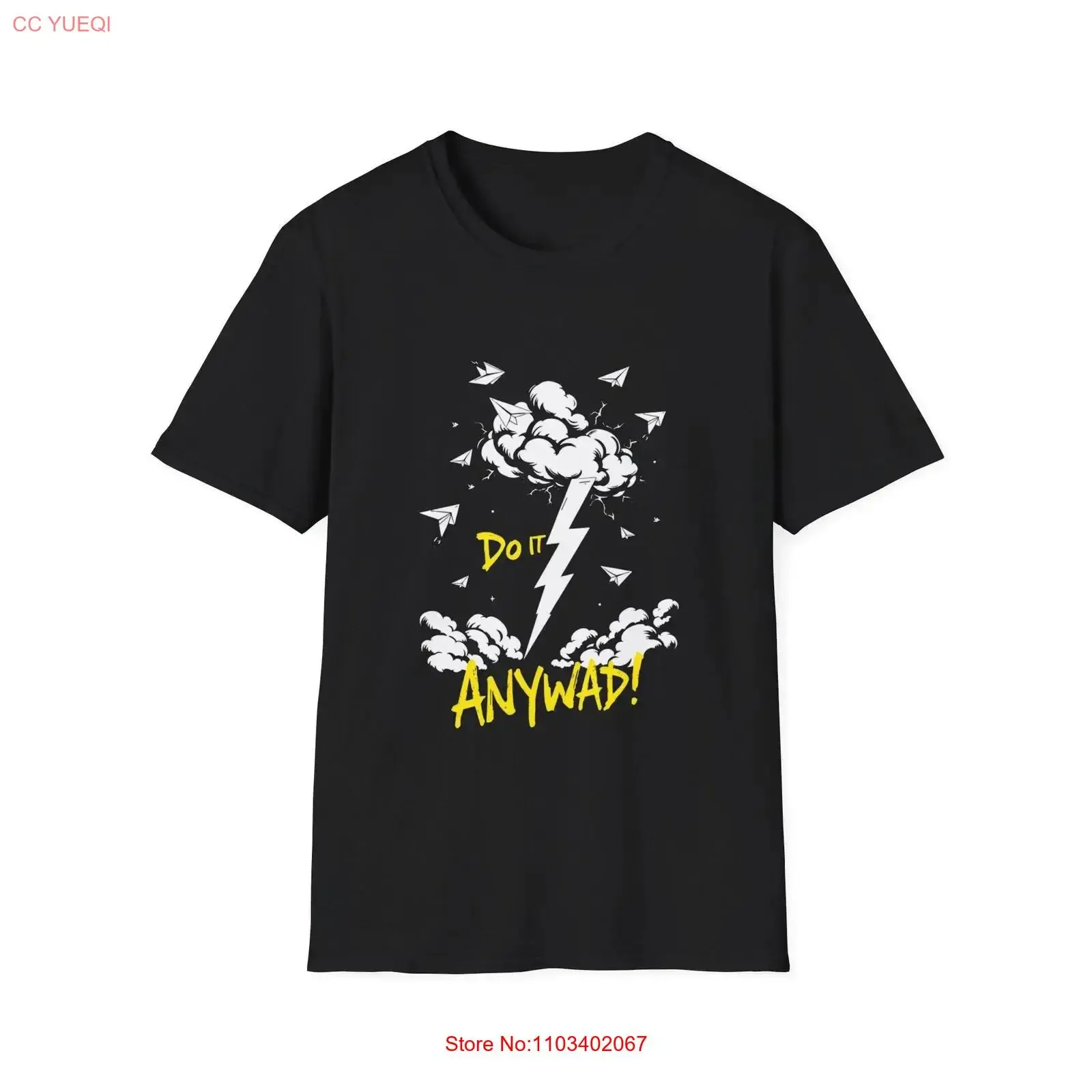 T-shirt Do It Anyway Lightning Clouds, motif vintage délavé, pour le courage, la persévérance, la motivation, l'action et la résilience