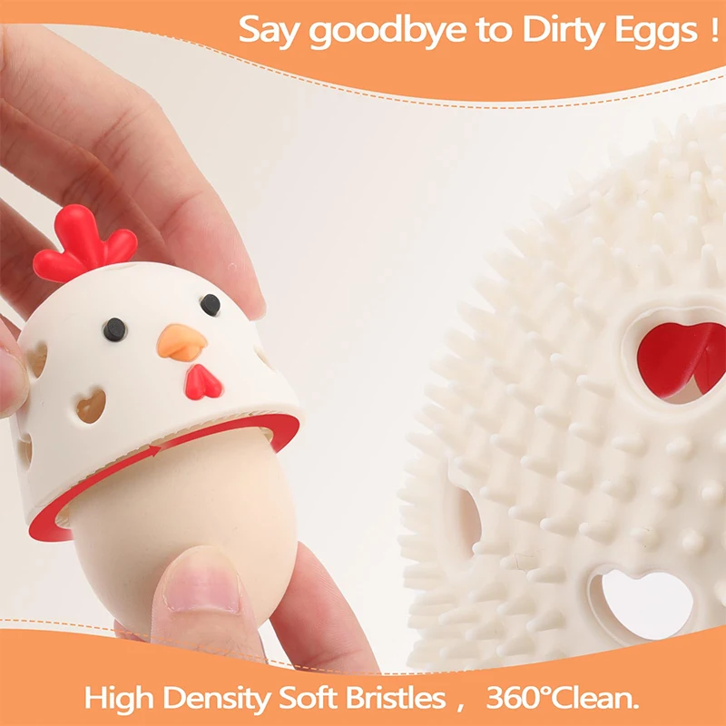 

New Type Of Chick Silicone Egg Brush 360 ° Cleaning Non Fragile Egg Cleaner Multi Functional Egg Washer Kitchen Accessories