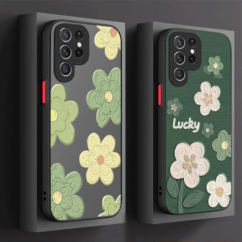 INS Lucky Colorful Flower Hard Case for Samsung Galaxy S25 Ultra S24 S23 Plus S22 S21 FE A04S A56 A36 A26 A16 A55 A35 A25 A15 5G