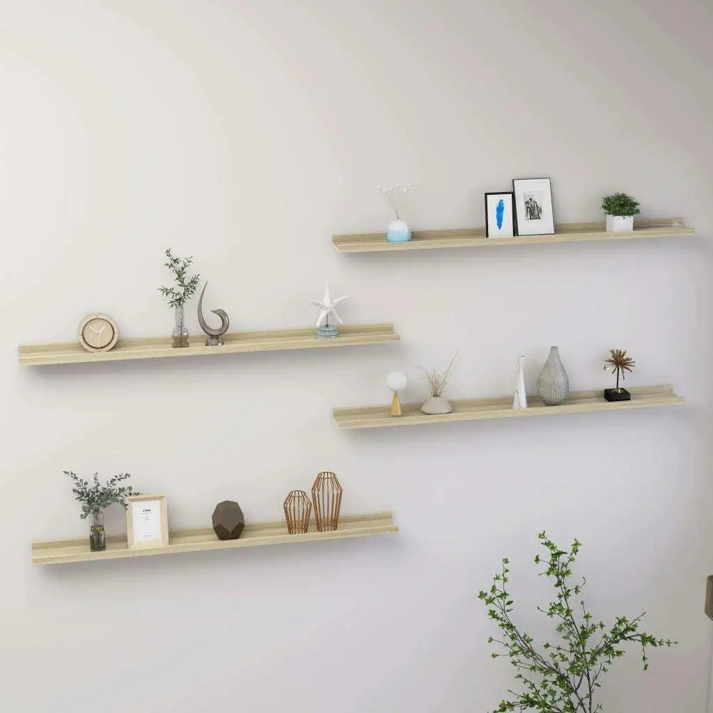 

Set of 4 Sonoma Oak Wall Shelves - 39.4x3.5x1.2 Inch Floating Storage Shelves