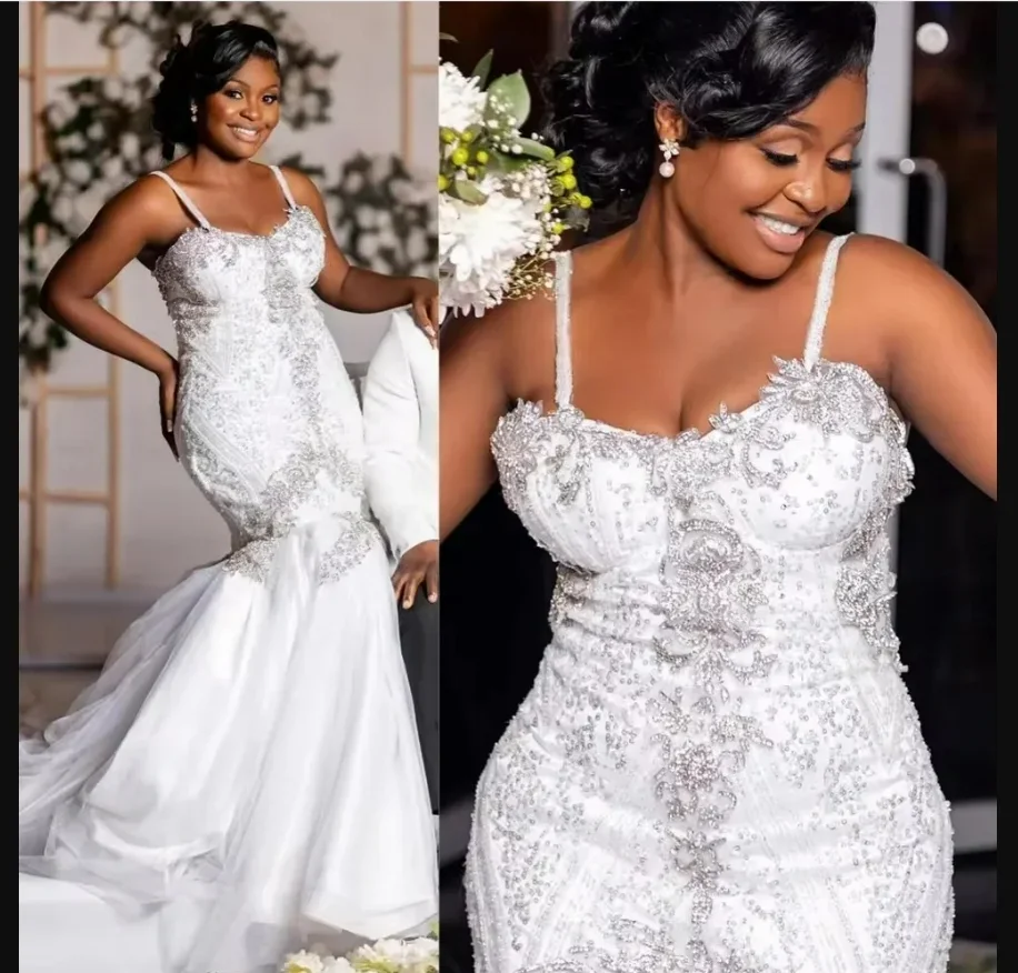 

Свадебное платье на тонких бретельках ручной работы с кристаллами и бусинами, свадебное платье со шлейфом, Vestidos De Novia, элегантные свадебные платья без рукавов