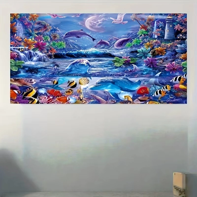 

500/1000/1200/2000 PCS Jigsaw Puzzles Ocean Animal World Scenery Family Activity Games for Gameroom Bedroom Home Decor Gift