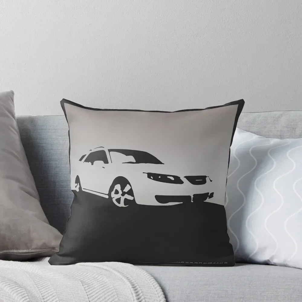

Saab 9-5, 2006 front - Gray on black Throw Pillow christmas decorations 2024 pillow pillowcase pillow