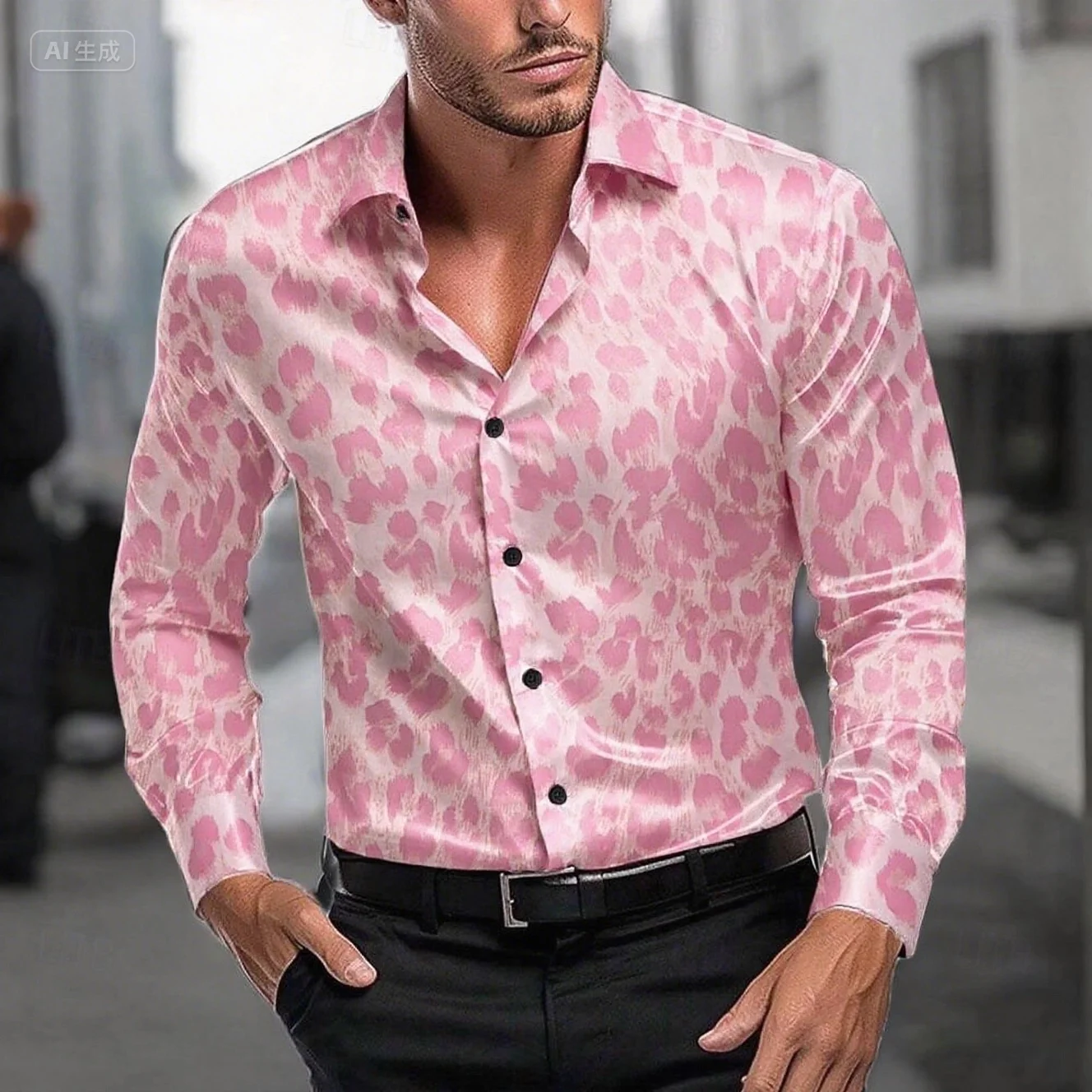 Casual  Leopard Print Men's Shirt 12 Colors Button Shirt Long Sleeve Fashion Casual Party Leisure Spring Autumn Lapel Tops