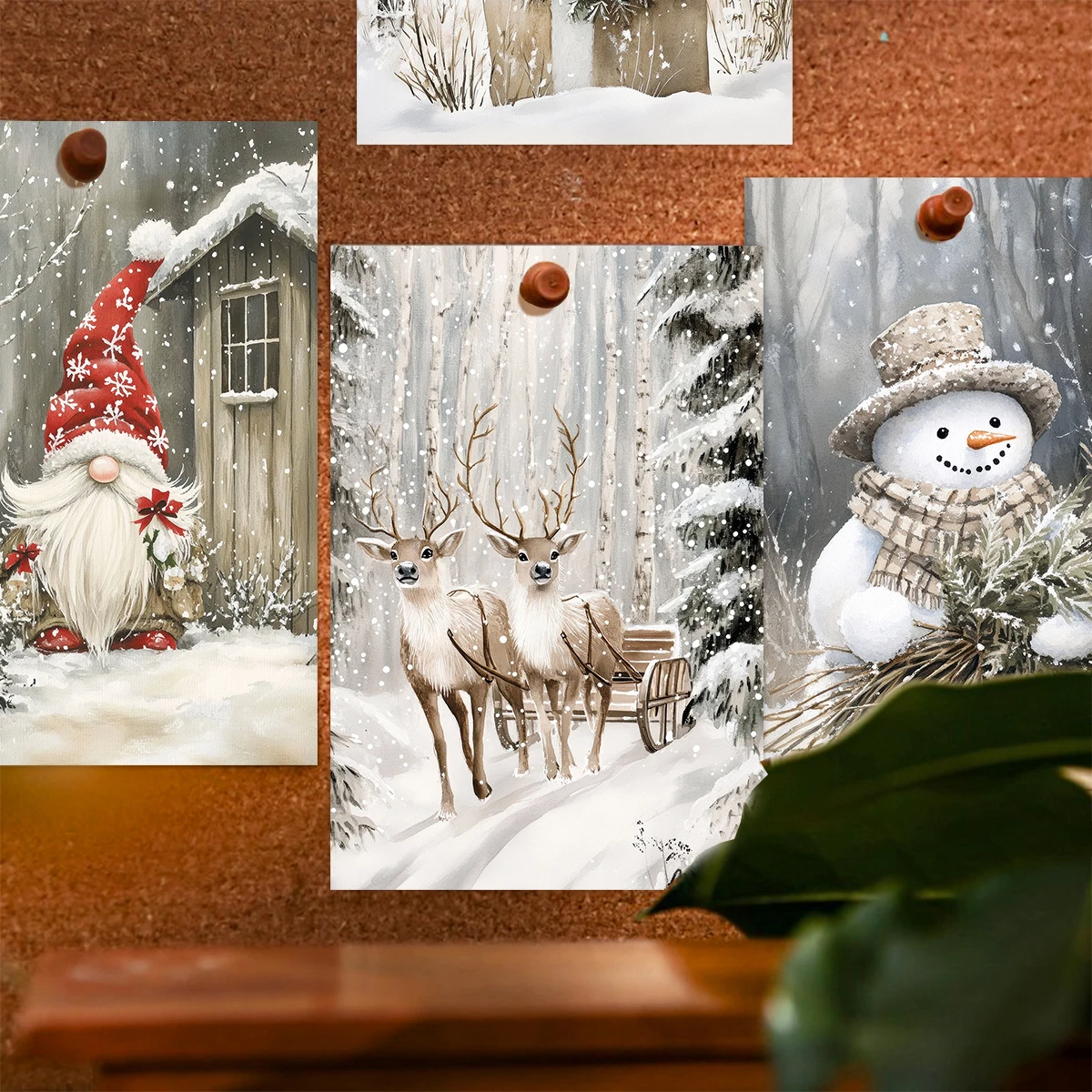 20 Stück Weihnachtskarten mit Aufklebern – klassisches Schneeszene-Design, Urlaubsgrüße, Heimwanddekoration, Party-Hintergrund, DIY-Fotohandwerk – Detail 6