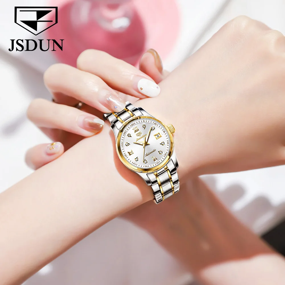 JSDUN Luxury Elegant Automatic Mechanical Watches for Women Best Selling Waterproof Lady Wrist Watch Fashion Trend Women Watches