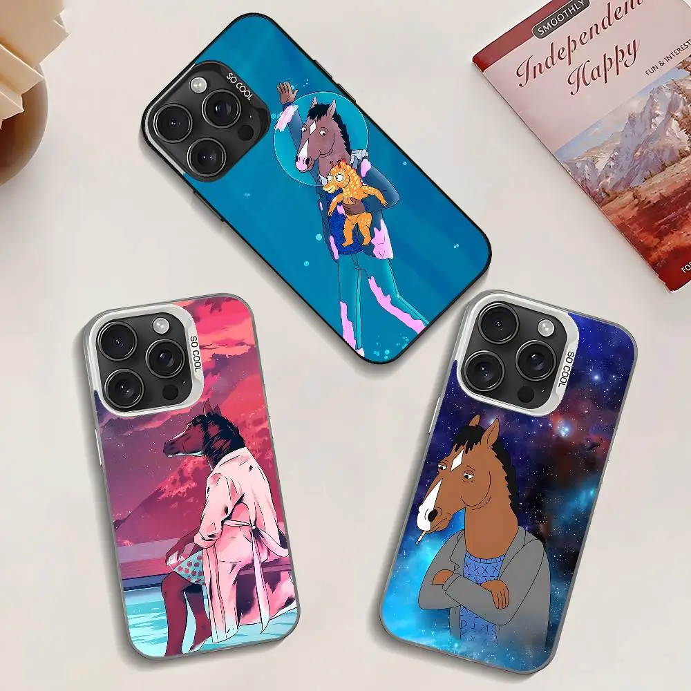 حافظة هاتف كارتون B-BoJack H-Horseman أنيقة فضية مضادة للصدمات لهاتف آيفون 17,16,15,14,13,12,11 Pro Max,X,XS,XR,7,8 Plus #2