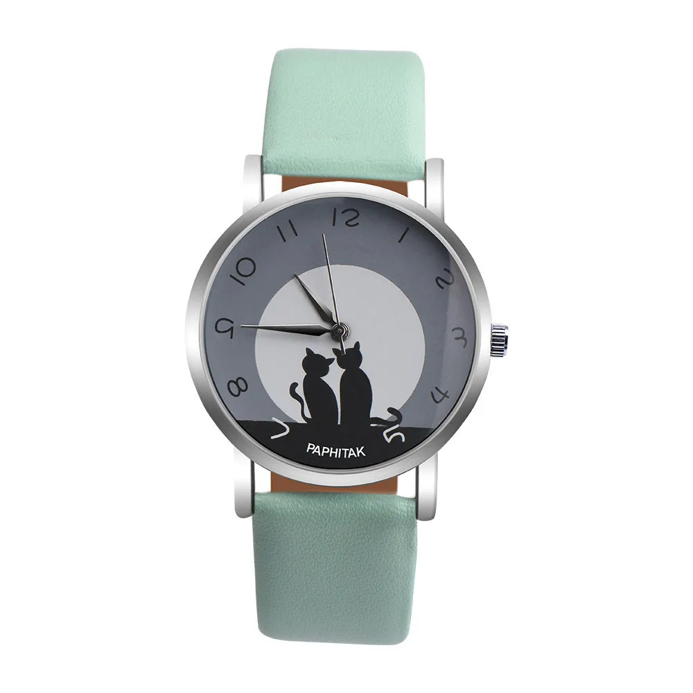 Reloj de cuarzo analógico de piel sintética de gato Para Mujer, Reloj de pulsera duradero de alta calidad, Reloj versátil de moda Para Mujer