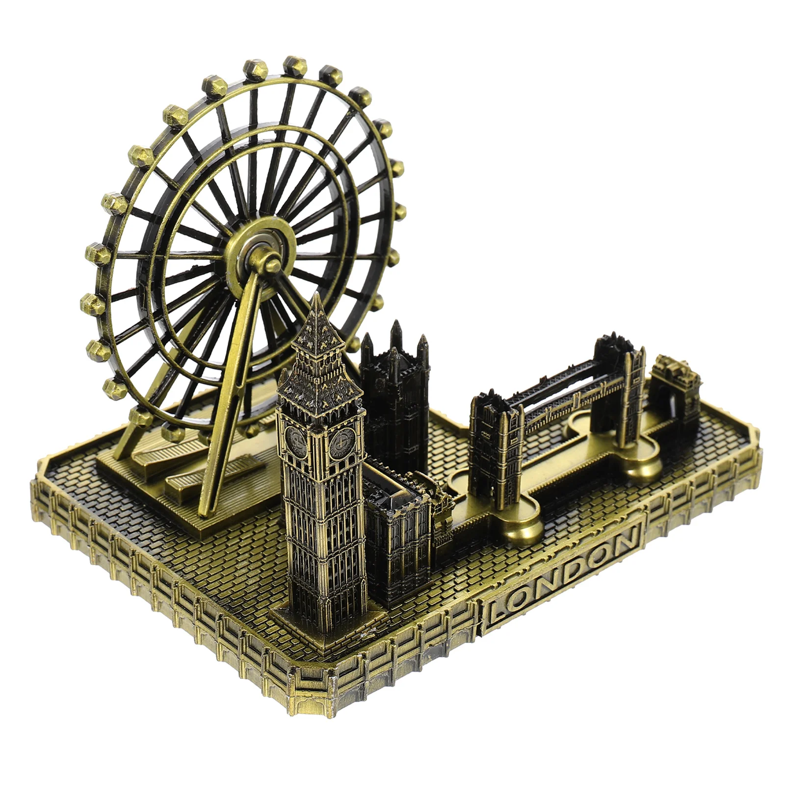 Metal London Ornaments Office Decoration Decorative Big Ben Clock Famous Buildings Tower Bridge Figurine Sculpture Alloy