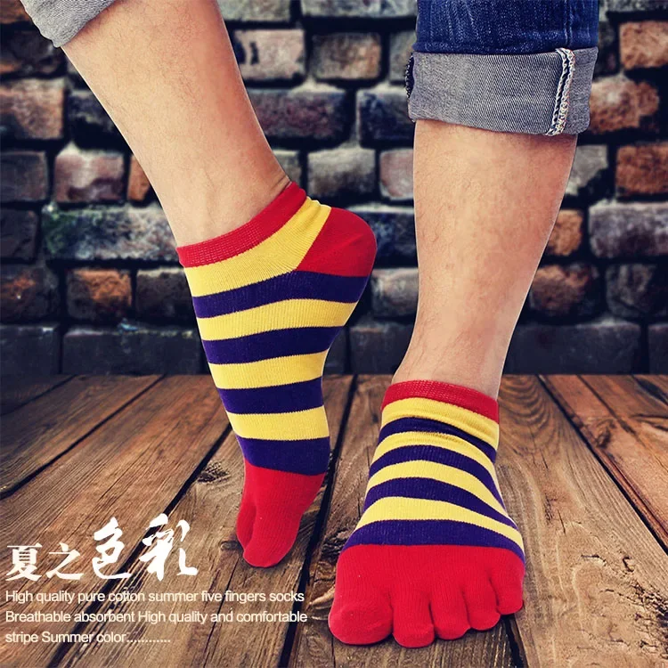 5 Pairs Five Finger Socks Personalized Men Short Tube Ankle Split Toe Socks Breathable Comfortable Sports Casual Cotton Socks
