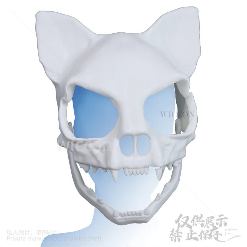 Cat Skull Kigurumi Props 3D หัวพิมพ์ Fursuit คอสเพลย์ชุดหูฟังสัตว์ Furry คอสเพลย์สําหรับงานปาร์ตี้คริสต์มาสฮาโลวีนที่กําหนดเอง