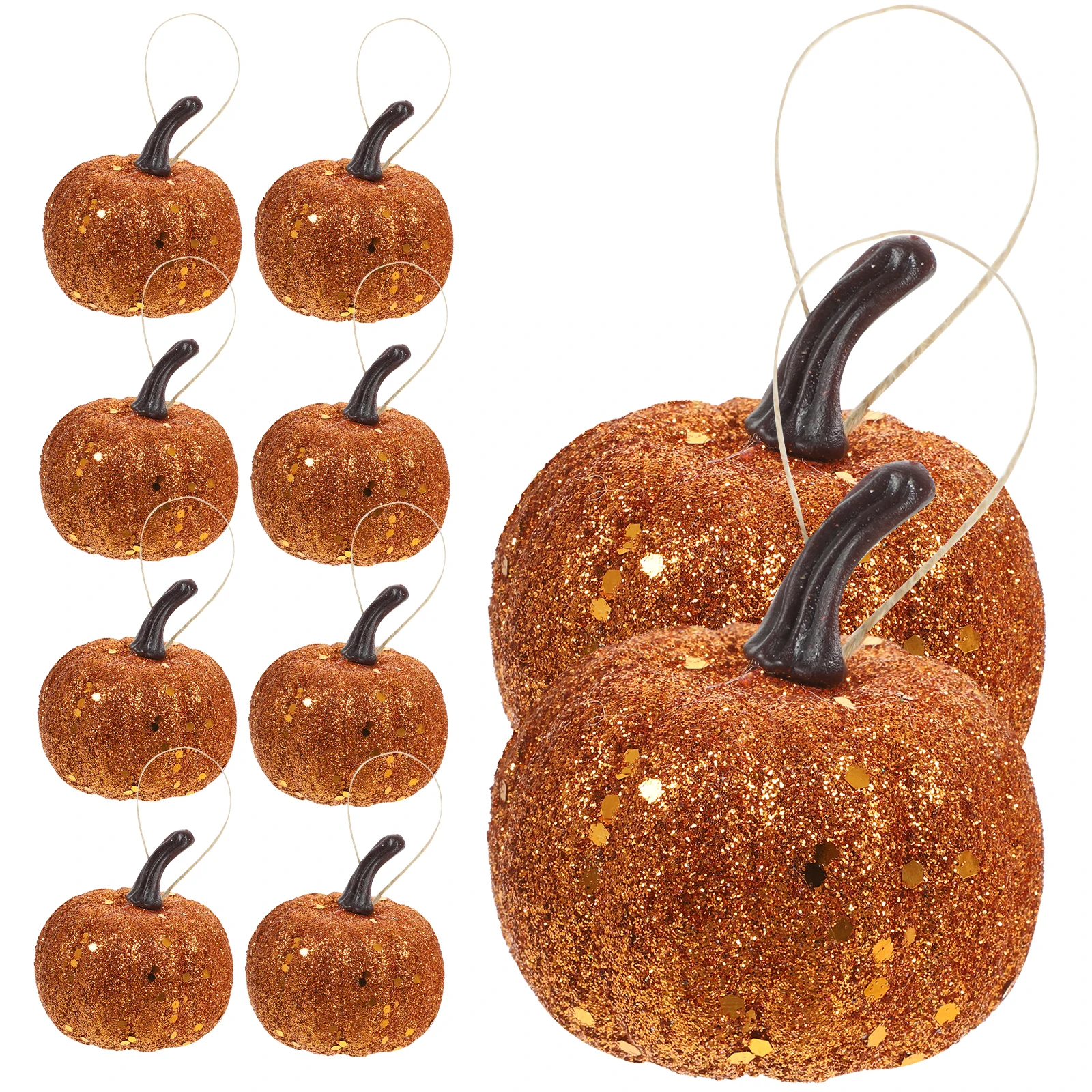 

10Pcs Pumpkin Decoration Props Foams Material Halloween Harvest Festival Glitter Powder Simulation Pumpkin Ornament
