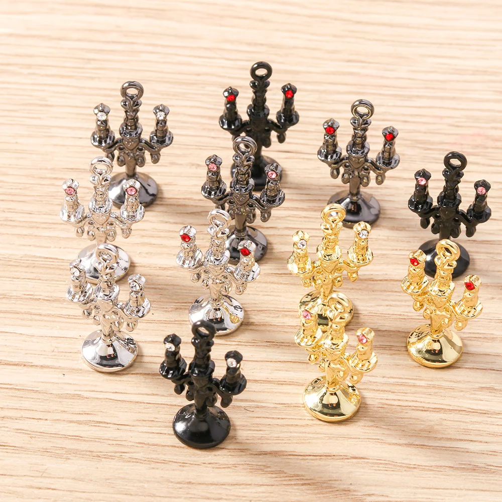 Tusember 5 Stück 13x23mm Legierungs-Kerzenständer-Anhänger Menora-Anhänger für Schmuckherstellung Halsketten Ohrringe DIY Handgemachte Bastelarbeiten – Detail 4
