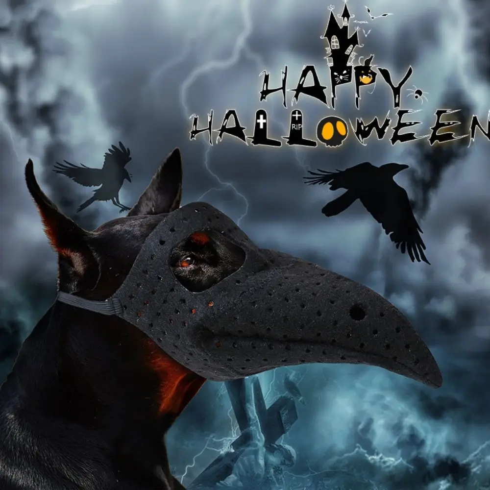 Halloween Dog Cosplay Mask Black Adjustable Breathable Halloween Dog Decor Raven Mouth Mask Halloween Party Supplies Dogs Muzzle