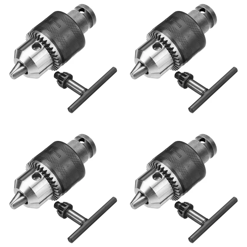 FYBL Drill Chuck 1.5-10mm Keyed 1/2-Inch Square Female Socket Adapter Set for Impact Wrench, 4 Pack