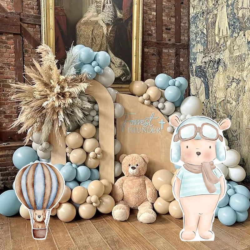 18/24/36inch Teddy Bear Cutout Party Prop Boho Birthday Party Pilot bear KT Board Diy Decor Baby Shower Background Supplies Deco