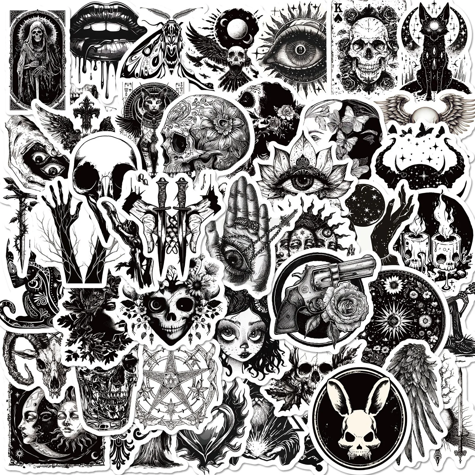 50PCS Gothic Punk Style Horror Sticker Phone Case Laptop Diy Decals Cup Guitar Skateboard Notebook Waterproof Graffiti Stickers
