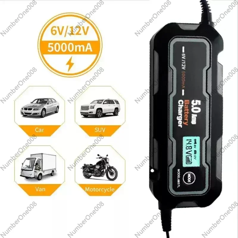 

High Power Smart Battery Charger 6V 12V 5A with Pulse Repair for Car Lead Acid AGM Battery Maintainer