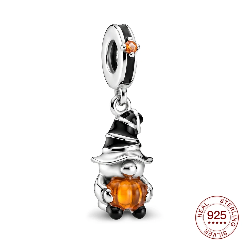 925 Sterling Silver Glow-in-the-dark Pumpkin Dwarf Pendant Charm Jewelry Making For Classic Bracelet Ladies DIY Halloween Gift