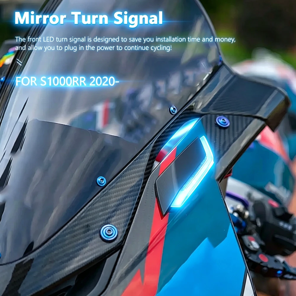 

Fits for BMW S1000RR M1000RR S M 1000RR ABS 2021-2024 Motorcycle Mirrors Block Off Plate Type Front Turn Signals LED Indicators