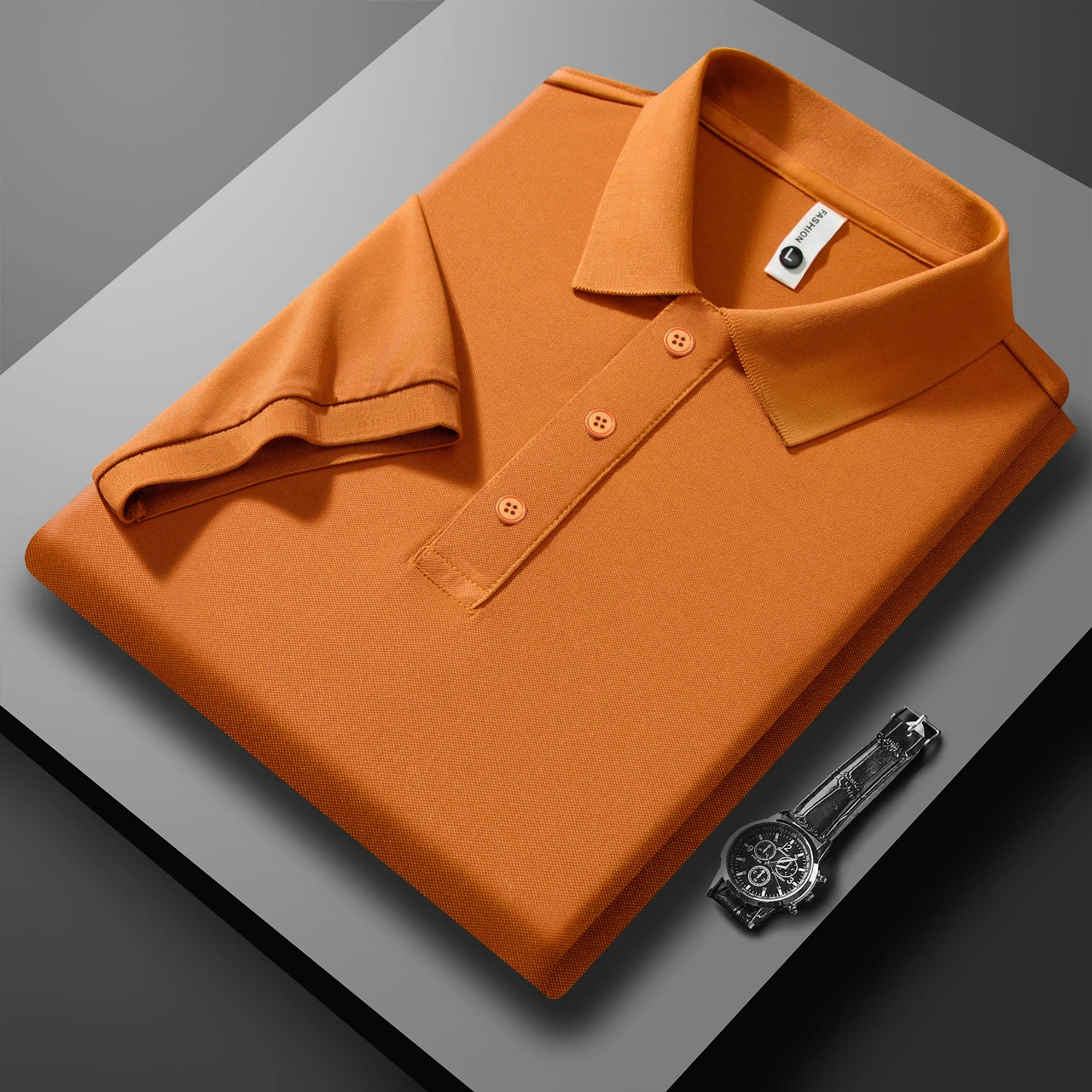 

New Men's Summer Solid Color Lapel Short-sleeved Casual Daily Outdoor Polo Shirt Fashion Button Top 13 colors