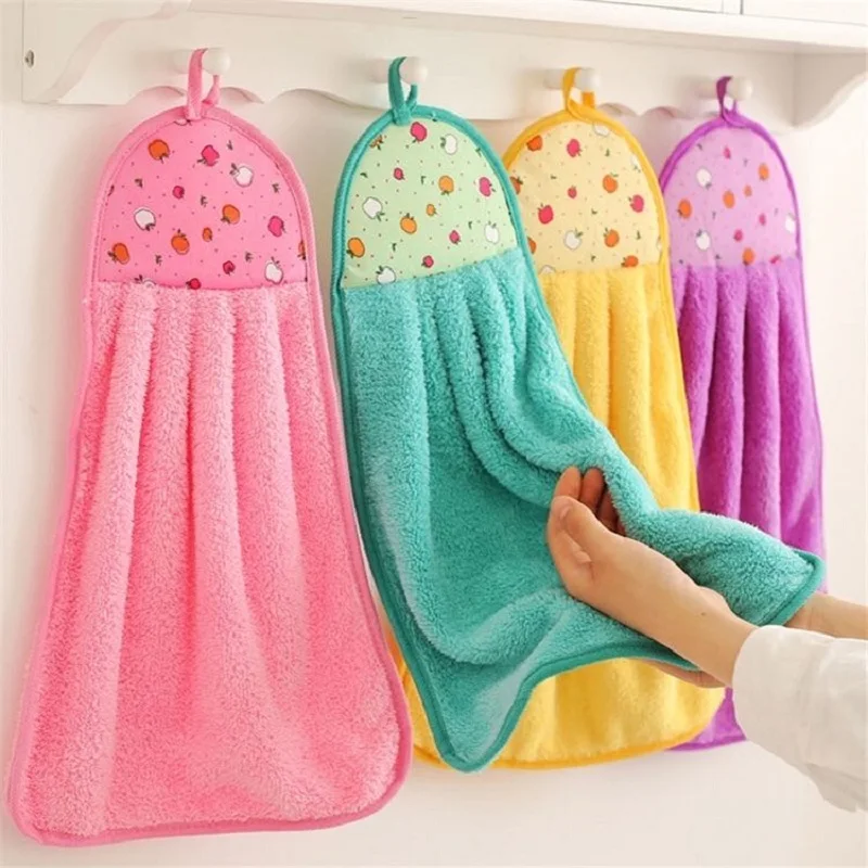 Coral Velvet Water Absorbent Towel Cute Baby Nursery Wipe Hand Towel Kitchen Used Hanging Dishcloths Children Bathing Towel