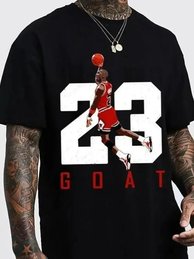 Unisex Number 23 Jumpman Tribute T-Shirt – Clean Retro Basketball Tee with Iconic Dunk Pose and Bold Typography for Hoopers & Fans Graphic Tees Men Funny Shirts, T-Shirt Good Graphic Tees Cotton Menswear