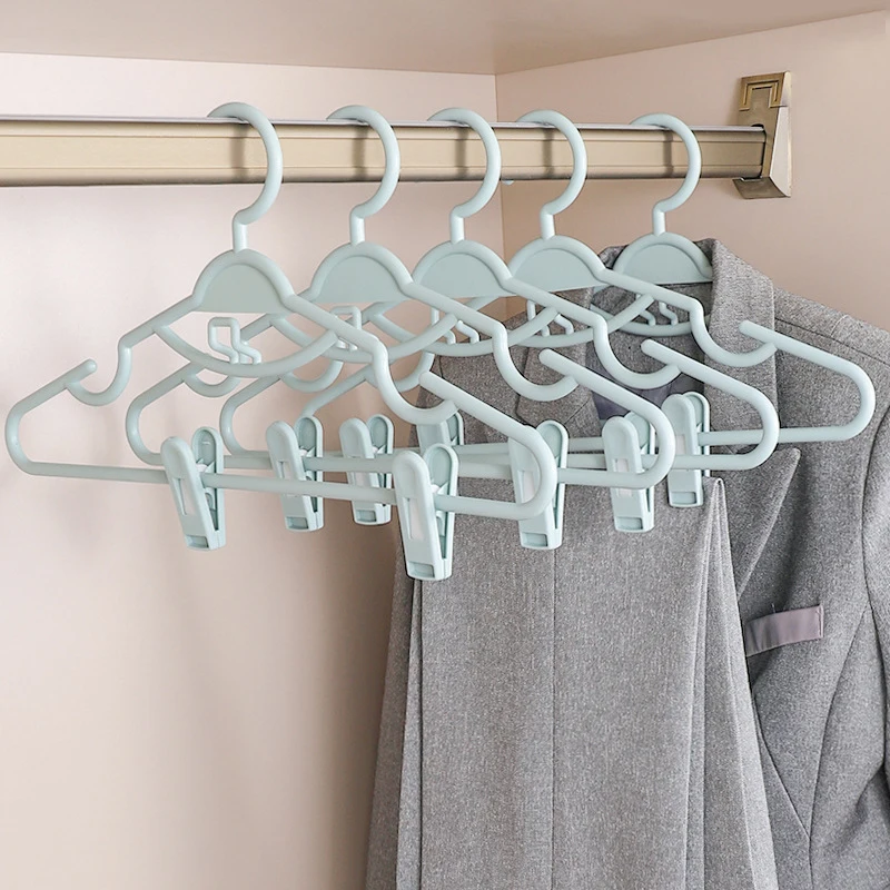 5/10PCS Hanging Adult Hanger With Clip Elasticity Plastic Portable Women Set Of Hangers Storage Non-Slip Skirt Organizers